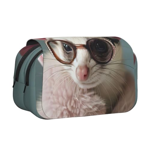 WOmeng Federmäppchen mit französischem Frettchen-Druck, vielseitiges Federmäppchen, praktische Fächer, Reisen, Bürobedarf, großes Fassungsvermögen von WOmeng