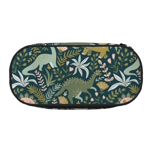 WOmeng Federmäppchen mit niedlichem Dinosaurier-Druck, praktisch, leicht, für Make-up, Schule, Reisen, Büro, vielseitig einsetzbar, Schwarz , Einheitsgröße, Taschen-Organizer von WOmeng