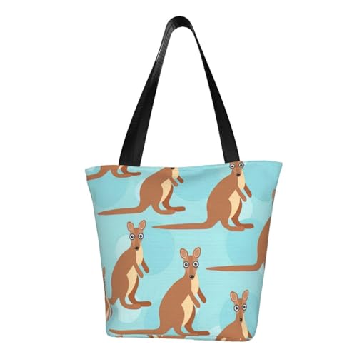 WOmeng Funny for Kangaroo Zoo Print Summer Versatile Carry Shoulder Bag Travel Handbag Beach Daily Use Ample Storage von WOmeng