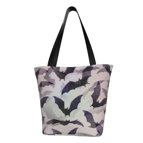 WOmeng Halloween Fledermäuse grau bedruckt Sommer vielseitige Tragetasche Schultertasche Reise Handtasche Strand Alltag reichlich Stauraum WOmeng Halloween Fledermäuse grau bedruckt Sommer vielseitige Tragetasche Schultertasche Reise Handtasche Strand Alltag reichlich Stauraum von WOmeng