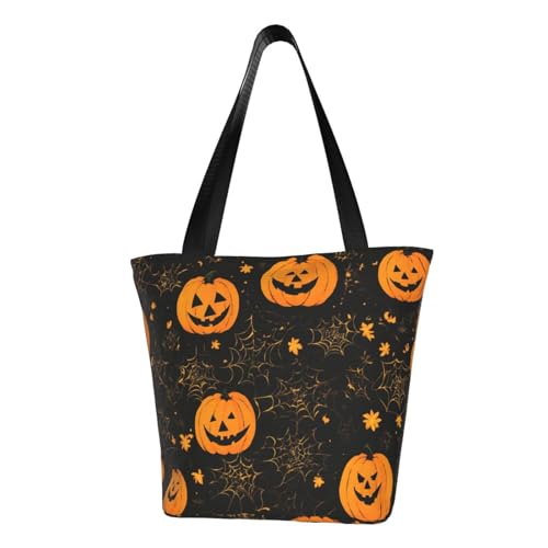 WOmeng Halloween Kürbis Druck Sommer vielseitige Tragetasche Schultertasche Reise Handtasche Strand Alltag reichlich Stauraum WOmeng Halloween Kürbis Druck Sommer vielseitige Tragetasche Schultertasche Reise Handtasche Strand Alltag reichlich Stauraum von WOmeng