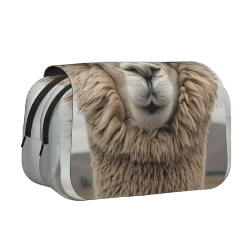 WOmeng I Love Alpakas bedrucktes vielseitiges Federmäppchen, praktische Fächer, Reise- und Bürobedarf, große Kapazität von WOmeng