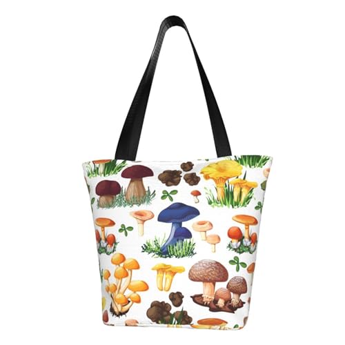 WOmeng Japanische Malerei Pilz Druck Sommer vielseitige Tragetasche Schultertasche Reise Handtasche Strand Alltag reichlich Stauraum WOmeng Japanische Malerei Pilz Druck Sommer vielseitige Tragetasche Schultertasche Reise Handtasche Strand Alltag reichlich Stauraum von WOmeng
