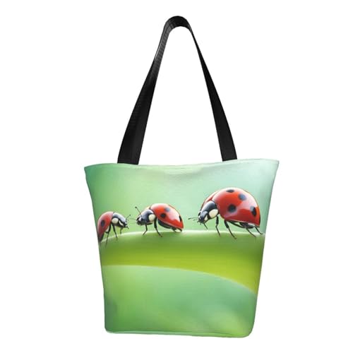 WOmeng Lustiger Ladybug Print Sommer vielseitige Tragetasche Schultertasche Reise Handtasche Strand Alltag reichlich Stauraum WOmeng Lustiger Ladybug Print Sommer vielseitige Tragetasche Schultertasche Reise Handtasche Strand Alltag reichlich Stauraum von WOmeng