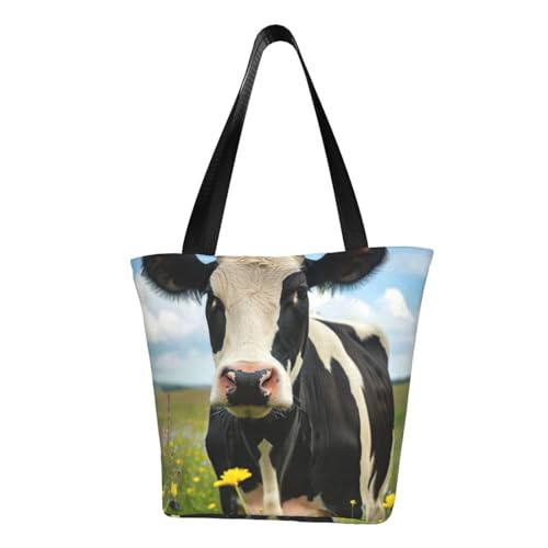 WOmeng Milch Kuhdruck Sommer vielseitige Tragetasche Schultertasche Reise Handtasche Strand Alltag reichlich Stauraum von WOmeng