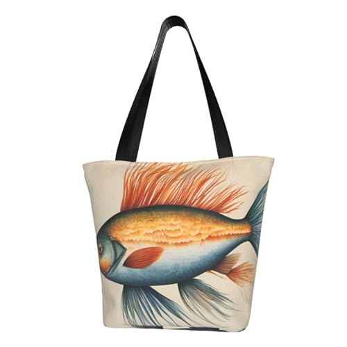 WOmeng Safflower Flying Fish Print Sommer vielseitige Tragetasche Schultertasche Reise Handtasche Strand Alltag reichlich Stauraum WOmeng Safflower Flying Fish Print Sommer vielseitige Tragetasche Schultertasche Reise Handtasche Strand Alltag reichlich Stauraum von WOmeng