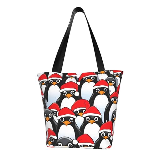 WOmeng Schultertasche mit Weihnachts-Pinguin-Druck, vielseitig, für Reisen, Strand, täglicher Gebrauch, reichlich Stauraum von WOmeng