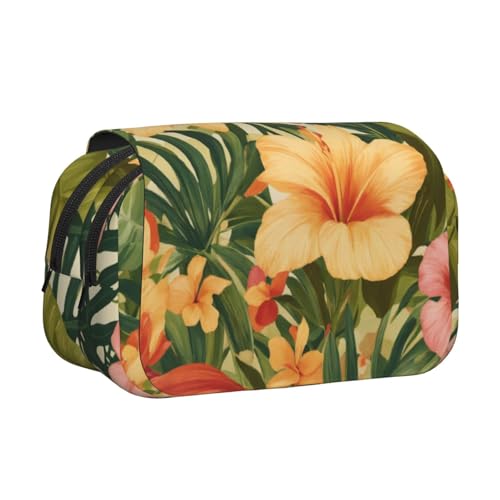 WOmeng Vielseitiges Federmäppchen mit Blumendruck, praktische Fächer, Reisen, Bürobedarf, großes Fassungsvermögen von WOmeng