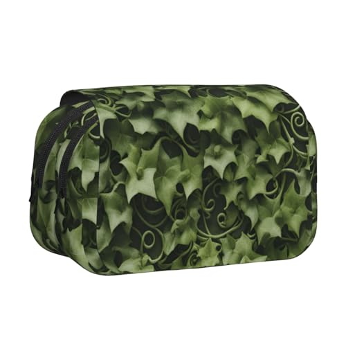 WOmeng Vielseitiges Federmäppchen mit Blumenmuster, Efeu-Druck, praktische Fächer, Reise- und Bürobedarf, großes Fassungsvermögen von WOmeng