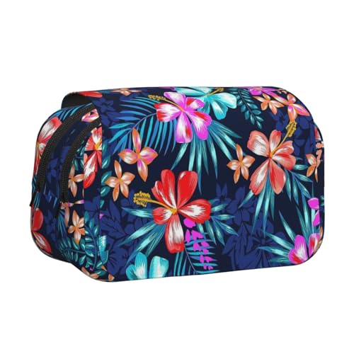 WOmeng Vielseitiges Federmäppchen mit Blumenmuster, praktische Fächer, Reise- und Bürobedarf, großes Fassungsvermögen von WOmeng