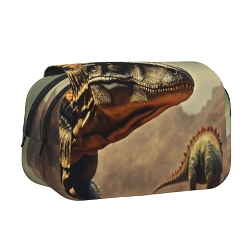 WOmeng Vielseitiges Federmäppchen mit Dinosaurier-Druck, praktische Fächer, Reise- und Bürobedarf, große Kapazität von WOmeng