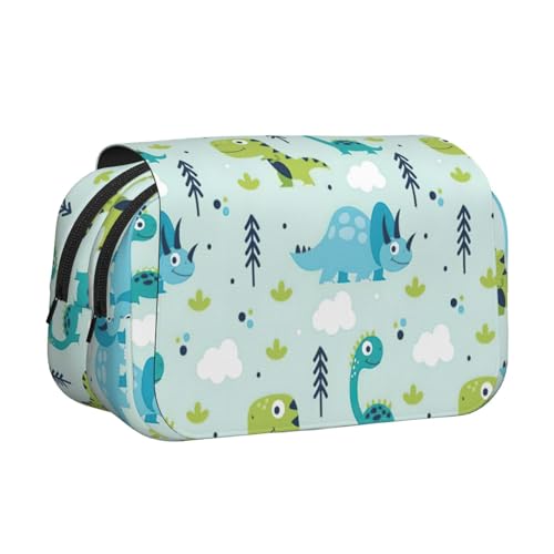 WOmeng Vielseitiges Federmäppchen mit Dinosaurier-Muster, praktische Fächer, Reise- und Bürobedarf, großes Fassungsvermögen von WOmeng
