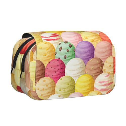 WOmeng Vielseitiges Federmäppchen mit Eiscreme-Aufdruck, praktische Fächer, Reise- und Bürobedarf, großes Fassungsvermögen von WOmeng