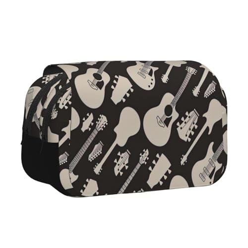 WOmeng Vielseitiges Federmäppchen mit Gitarrenmuster, praktische Fächer, Reise- und Bürobedarf, großes Fassungsvermögen von WOmeng
