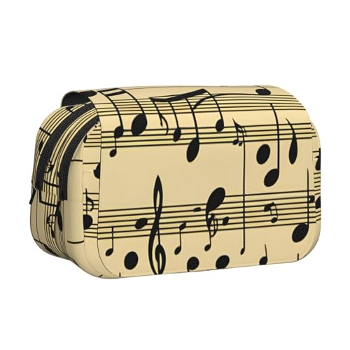 WOmeng Vielseitiges Federmäppchen mit Musiknoten-Aufdruck, praktische Fächer, Reisen, Bürobedarf, große Kapazität von WOmeng