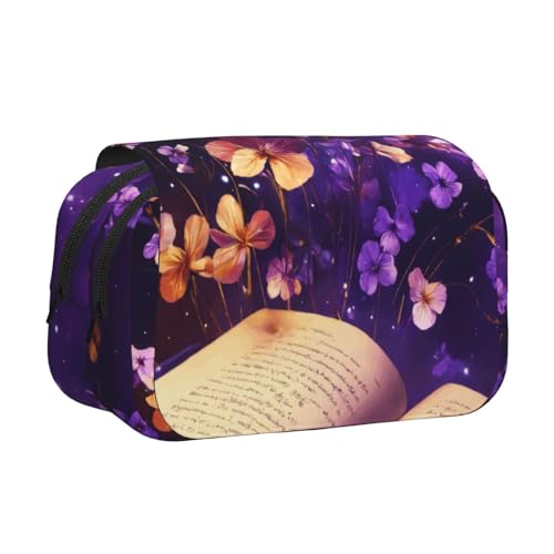 WOmeng Vielseitiges Federmäppchen mit Schmetterlings-Aufdruck, praktische Fächer, Reise- und Bürobedarf, großes Fassungsvermögen von WOmeng