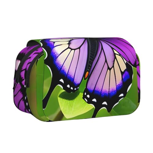WOmeng Vielseitiges Federmäppchen mit Schmetterlings-Aufdruck, praktische Fächer, Reise- und Bürobedarf, großes Fassungsvermögen von WOmeng