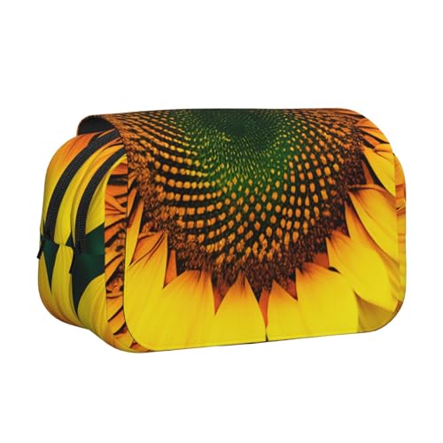 WOmeng Vielseitiges Federmäppchen mit Sonnenblumenmuster, praktische Fächer, Reise- und Bürobedarf, großes Fassungsvermögen von WOmeng