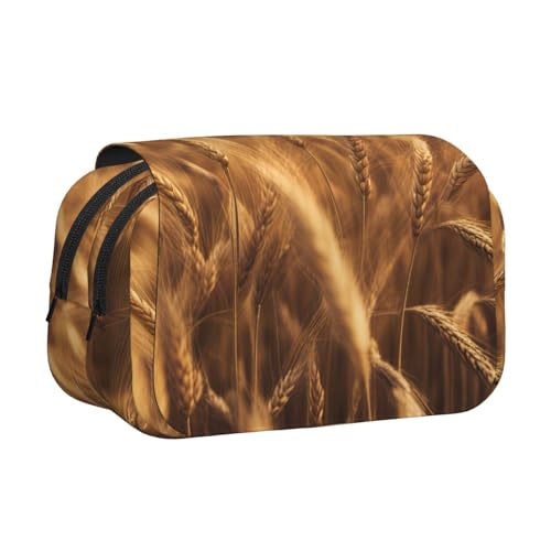 WOmeng Vielseitiges Federmäppchen mit Weizenfelddruck, praktische Fächer, Reise- und Bürobedarf, großes Fassungsvermögen von WOmeng