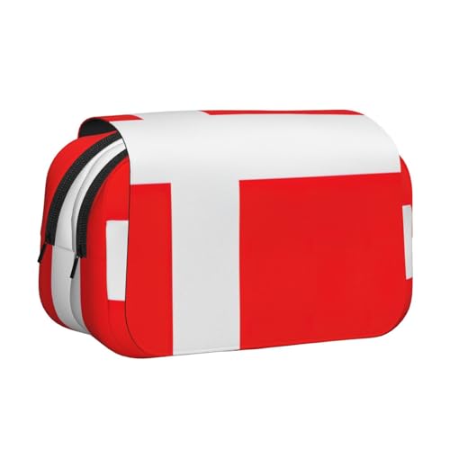 WOmeng Vielseitiges Federmäppchen mit dänischer Flagge, praktische Fächer, Reise- und Bürobedarf, großes Fassungsvermögen von WOmeng