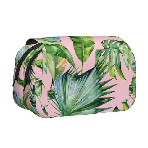 WOmeng Vielseitiges Federmäppchen mit frischen Bananenblättern, praktische Fächer, Reisen, Bürobedarf, großes Fassungsvermögen von WOmeng