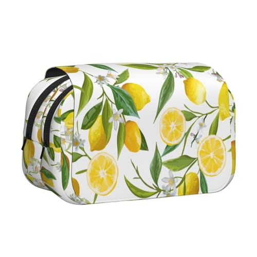 WOmeng Vielseitiges Federmäppchen mit frischen tropischen Zitronen, praktische Fächer, Reise- und Bürobedarf, großes Fassungsvermögen von WOmeng