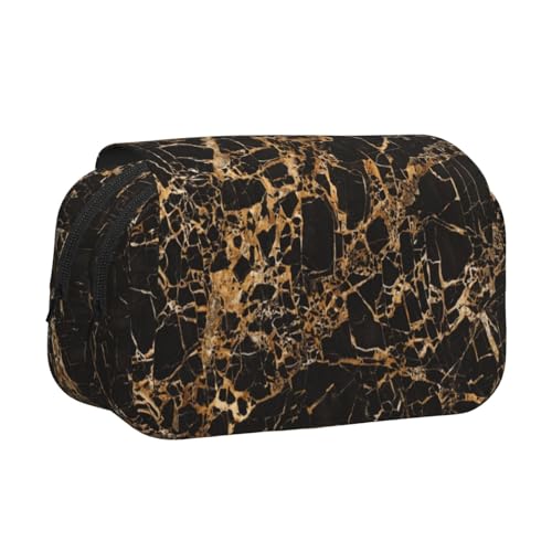 WOmeng Vielseitiges Federmäppchen mit goldfarbenem Marmor-Druck, praktische Fächer, Reise- und Bürobedarf, großes Fassungsvermögen von WOmeng