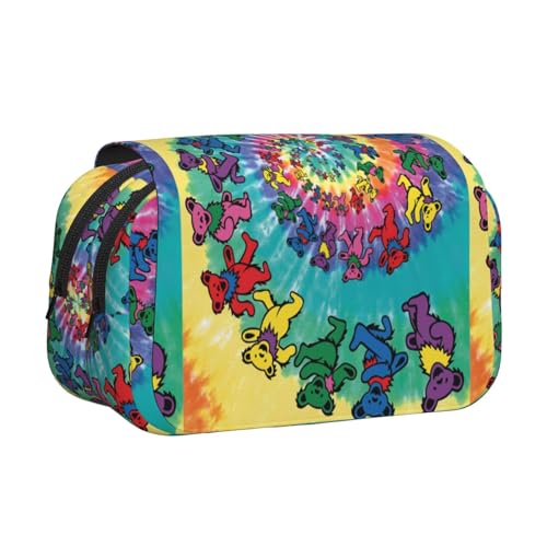 WOmeng Vielseitiges Federmäppchen mit tanzendem Bärenmotiv, praktische Fächer, Reise- und Bürobedarf, großes Fassungsvermögen von WOmeng