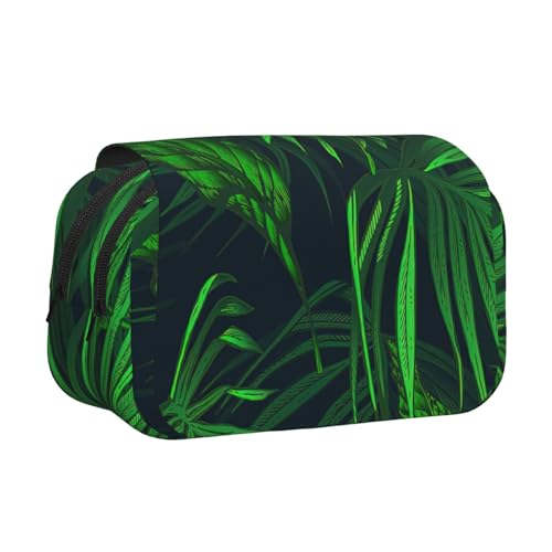 WOmeng Vielseitiges Federmäppchen mit tropischem Pflanzendruck, praktische Fächer, Reise- und Bürobedarf, großes Fassungsvermögen von WOmeng