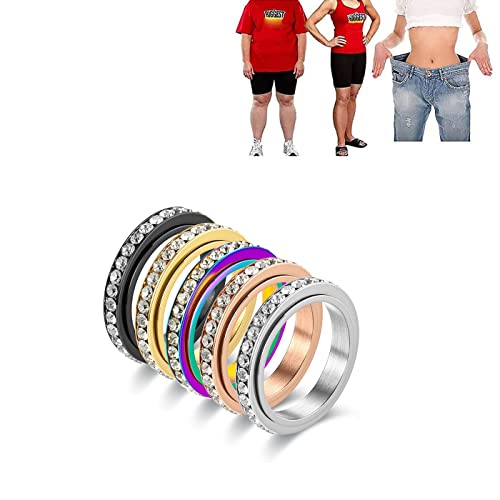 WOund 2Pcs Magnetring Edelstahl Gewichtsverlust Ring Anti Müdigkeit Anti-Cellulite Abnehmen Quer Sand Ring Für Frauen Schmuck Geschenk,Schwarz,7=17mm von WouND