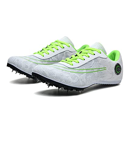 WOund Spikes Leichtathletik Herren-Mittelstrecken-Laufschuhe, Unisex-Leichtathletikschuhe, rutschfeste Jugendsportschuhe mit Spikes und Sprint,Weiß,43 von WOund