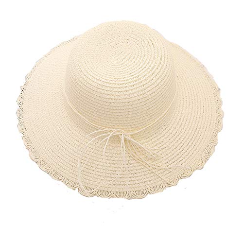 WPCASE Sonnenhut Damen Strohhut Damen Sommer Strohhut Damen Strohhut Strohhut GäRtner Sonnenhut Angelhut Safarihut Damen Tropenhut Fischerhut Sombrero Strohut Strohhut MäNner Creamy-White,52-58cm von WPCASE