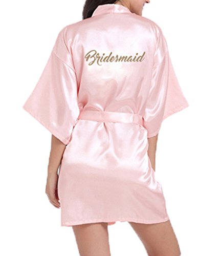 WPFING Bridesmaid Nnachthemd für Brautparty Hochzeits Roben Satin Glitter Rosa Large von WPFING