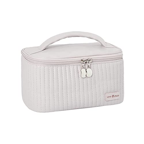 Kosmetiktasche aus PU-Leder mit Reißverschluss Offener Deckel Niedliche Kuchenform Weiche Farbe Make-up Tasche Kosmetik Aufbewahrungstasche Tragbare Make-up Kulturtasche (Helles von WPKD BLUEIY