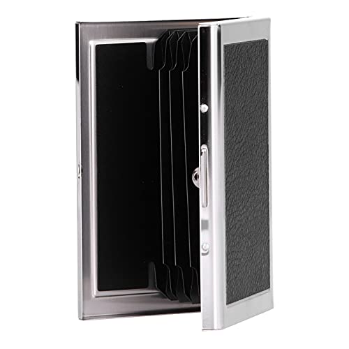 WPKD BLUEIY Kartenetui, 6 Kartenfächer, antimagnetischer Edelstahl mit verdecktem Knopf-Design, PVC-Futter, schwarz, Kreditkartenhalter, Kartenschutz, Karten-Organizer von WPKD BLUEIY
