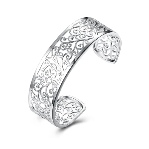 Damen Silber Armbänder Handgemachte Armbänder 925 Sterling Silber Armreif Armband Stapelbare Armreifen für Frauen Mädchen, One Size, Edelstahl, Kein Edelstein Damen Silber Armbänder Handgemachte Armbänder 925 Sterling Silber Armreif Armband Stapelbare Armreifen für Frauen Mädchen, One Size, Edelstahl, Kein Edelstein von WPPHXY