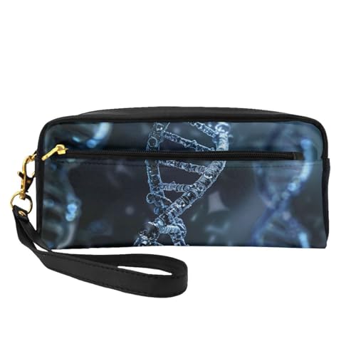 DNA-Ketten-Make-up-Tasche für Damen, Reise-Kosmetiktasche aus PU-Leder, mit Handgelenk, Kulturbeutel, Schwarz , Einheitsgröße, Kosmetiktasche DNA-Ketten-Make-up-Tasche für Damen, Reise-Kosmetiktasche aus PU-Leder, mit Handgelenk, Kulturbeutel, Schwarz , Einheitsgröße, Kosmetiktasche von WPUTY