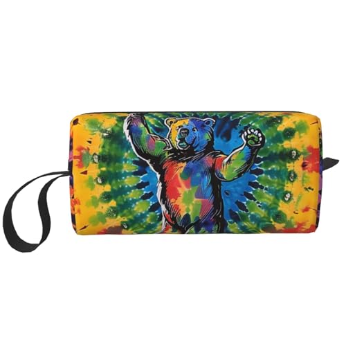 Dancing Tie Dye Printed Makeup Bag with Handle Lightweight Portable Cosmetic Organizer for Travel Gym & Daily Use - Gift for Women Girls, weiß, Einheitsgröße, Kosmetiktasche von WPUTY