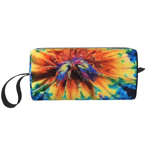 Exotic Tribe Tie Dye Style Printed Makeup Bag with Handle Lightweight Portable Cosmetic Organizer for Travel, Gym & Daily Use - Gift for Women Girls, weiß, Einheitsgröße, Kosmetiktasche von WPUTY