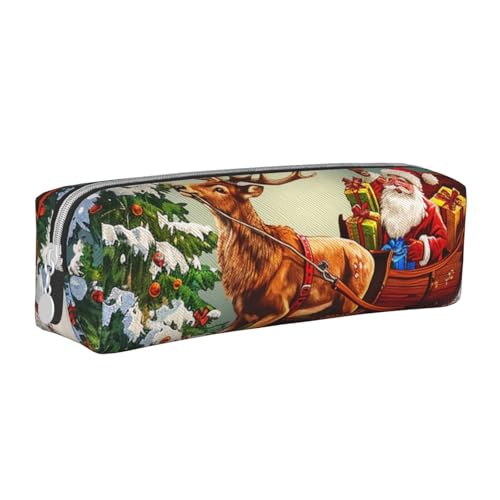 Federmäppchen mit Aufschrift "Merry Christmas Day", bedrucktes Leder-Federmäppchen, einfaches Federmäppchen, Büro, großes Federmäppchen, Schreibwaren-Box für Männer, Frauen, Teenager, Studenten, weiß, Federmäppchen mit Aufschrift "Merry Christmas Day", bedrucktes Leder-Federmäppchen, einfaches Federmäppchen, Büro, großes Federmäppchen, Schreibwaren-Box für Männer, Frauen, Teenager, Studenten, weiß, von WPUTY