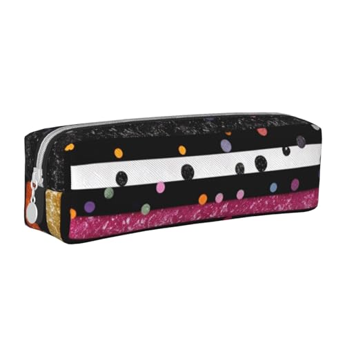 Federmäppchen mit Glitzer-Regenbogen-Punkten, Schwarz und Weiß, 3 bedruckte Leder-Federmäppchen, einfaches Federmäppchen, Büro, großes Federmäppchen, Schreibwaren-Box für Männer, Frauen, Teenager, Federmäppchen mit Glitzer-Regenbogen-Punkten, Schwarz und Weiß, 3 bedruckte Leder-Federmäppchen, einfaches Federmäppchen, Büro, großes Federmäppchen, Schreibwaren-Box für Männer, Frauen, Teenager, von WPUTY