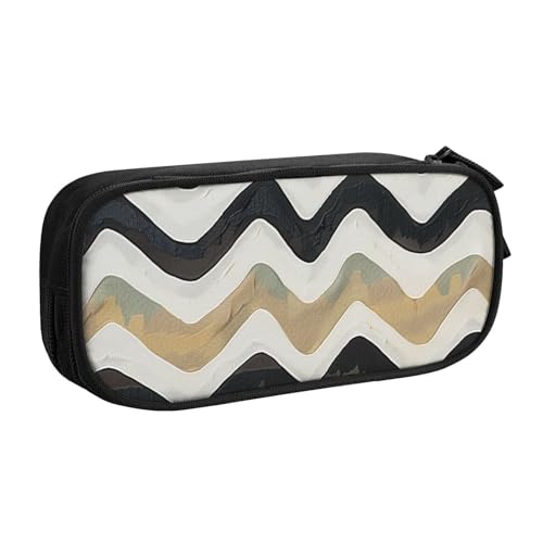 Federmäppchen mit schwarz-weißen Streifen, großes Fassungsvermögen, schwarz, doppellagig, Schreibwaren-Organizer, Make-up-Tasche für Schule, Büro, Reisen, Schwarz , Einheitsgröße, Schulranzen von WPUTY