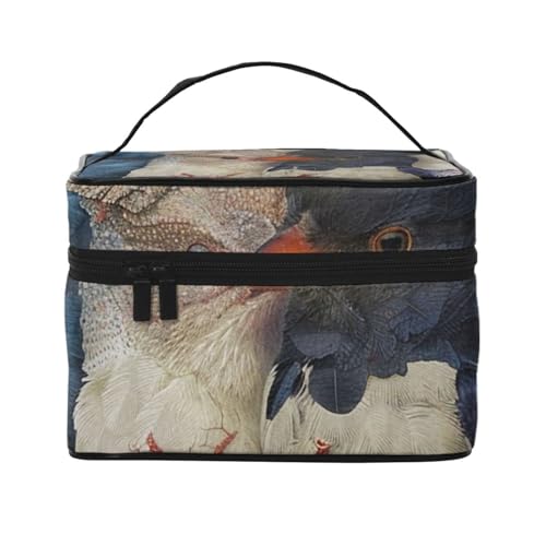 Four Birds bedruckte Reise-Make-up-Tasche, geräumiger tragbarer Kosmetik-Organizer mit Griff, Kulturbeutel mit großer Kapazität, Geschenk für Frauen und Mädchen, Schwarz , Einheitsgröße Four Birds bedruckte Reise-Make-up-Tasche, geräumiger tragbarer Kosmetik-Organizer mit Griff, Kulturbeutel mit großer Kapazität, Geschenk für Frauen und Mädchen, Schwarz , Einheitsgröße von WPUTY