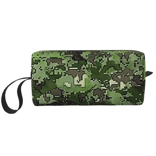 Green Army Digital Camouflage Print Printed Makeup Bag with Handle Lightweight Portable Cosmetic Organizer for Travel Gym & Daily Use - Gift for Women Girls, weiß, Einheitsgröße, Kosmetiktasche von WPUTY