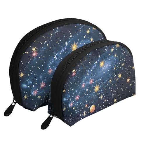 Niedliche Baby-Pinguine Skizzendruck Muschelform 2-teiliges Make-up-Taschen-Set Reise Kosmetik Organizer Stilvolle Aufbewahrung für Schönheit & Geschenke für Frauen Mädchen, Sternbild Star Cluster von WPUTY