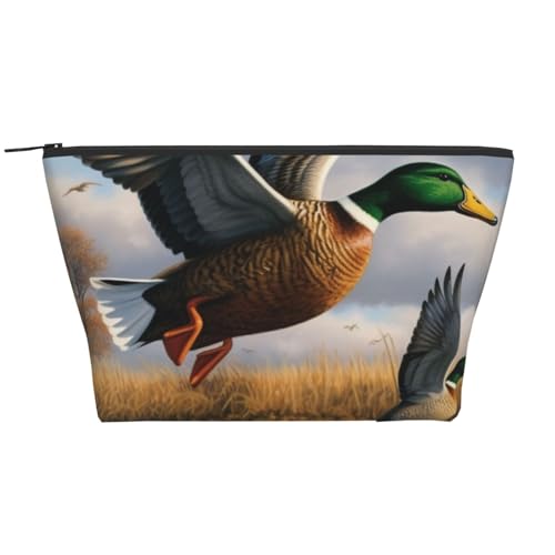 Opossum in Snow Print Make-up Tasche Trapezoid Reise Kosmetik Organizer Stilvolle Aufbewahrung für Schönheit & Geschenke für Frauen Mädchen, Jagd fliegende Wildenten am See, Einheitsgröße von WPUTY