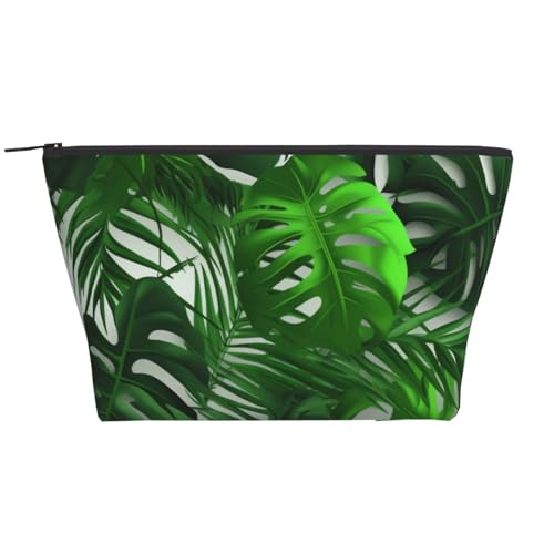 Opossum in Snow Print Make-up Tasche Trapezoid Reise Kosmetik Organizer Stilvolle Aufbewahrung für Schönheit & Geschenke für Frauen Mädchen, Monstera Bananen-Palmblätter, Einheitsgröße, Kosmetiktasche von WPUTY