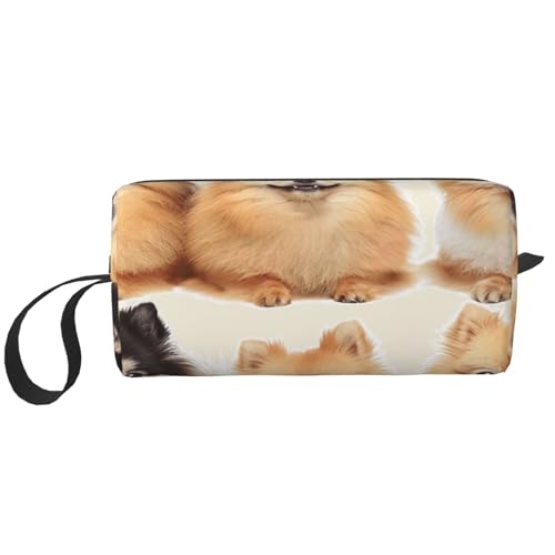 Pomeranians Pattern Printed Makeup Bag with Handle Lightweight Portable Cosmetic Organizer for Travel Gym & Daily Use - Gift for Women Girls, weiß, Einheitsgröße, Kosmetiktasche von WPUTY