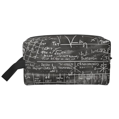 School Math Printed Cosmetic Case with Handle Lightweight Compact Storage for Makeup Toiletries & Gadgets Make up Organizer for Travel School Work, weiß, Einheitsgröße, Kosmetiktasche von WPUTY