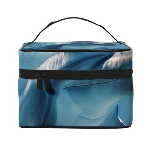 Süße Delfine bedruckte Reise-Make-up-Tasche, geräumiger tragbarer Kosmetik-Organizer mit Griff, große Kapazität, Kulturbeutel, Geschenk für Frauen und Mädchen, Schwarz , Einheitsgröße, Kosmetiktasche Süße Delfine bedruckte Reise-Make-up-Tasche, geräumiger tragbarer Kosmetik-Organizer mit Griff, große Kapazität, Kulturbeutel, Geschenk für Frauen und Mädchen, Schwarz , Einheitsgröße, Kosmetiktasche von WPUTY